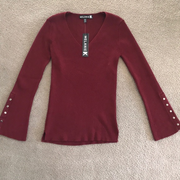 Melanie K v-neck bell sleeve sweater - Picture 1 of 3